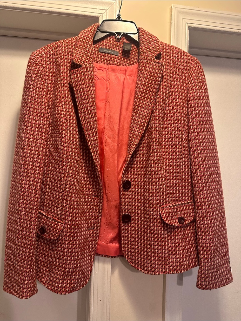 Liz Claiborne Coral Tweed Blazer Jacket